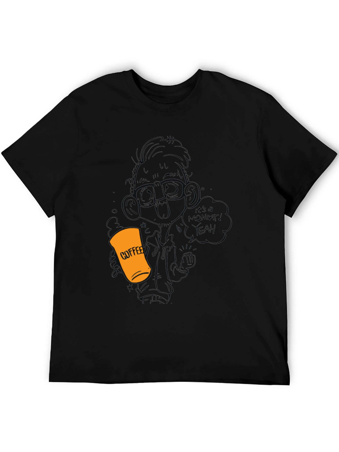 Coffee Monday T-Shirt - Black Crew Neck