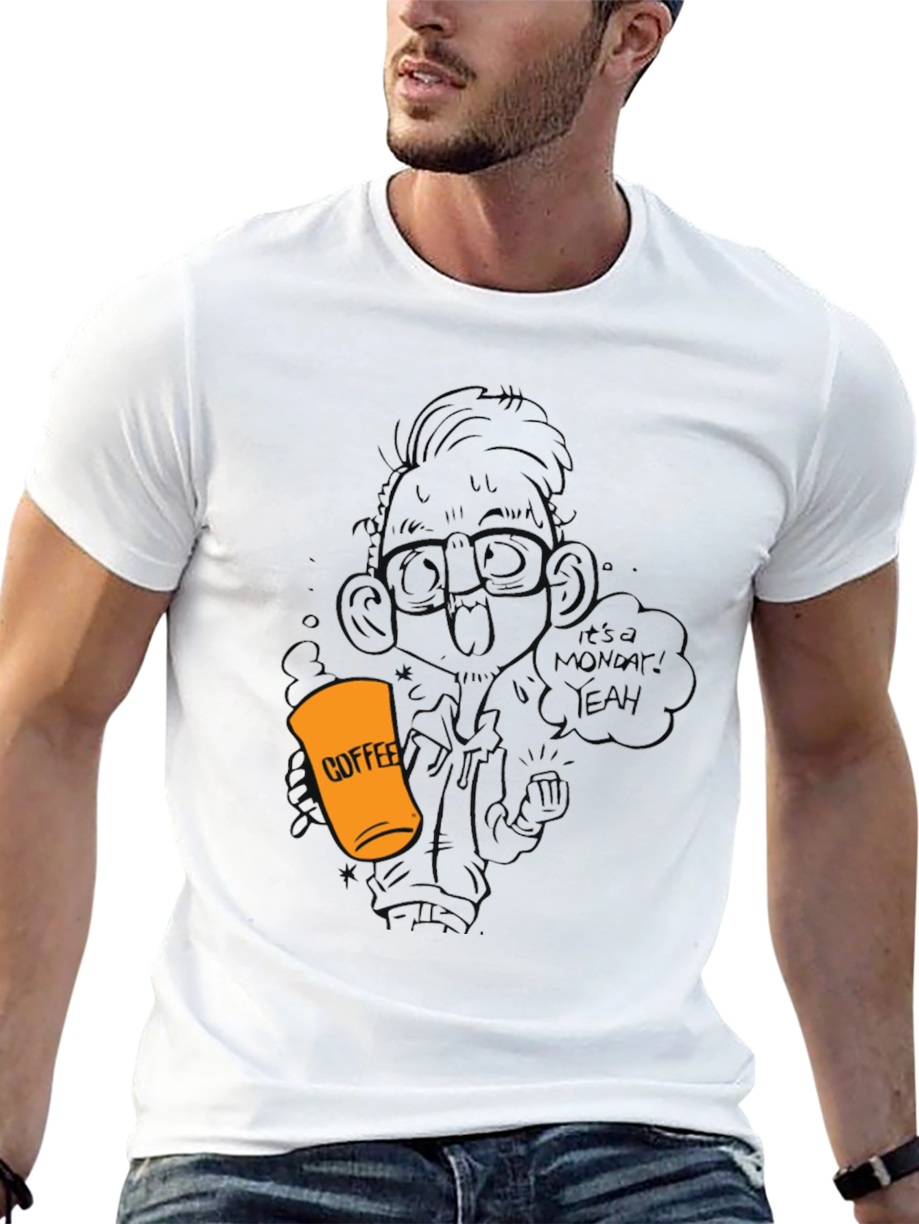 Coffee Monday T-Shirt - Black Crew Neck