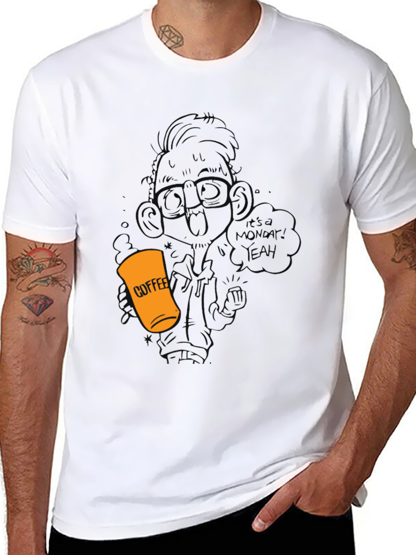 Coffee Monday T-Shirt - Black Crew Neck