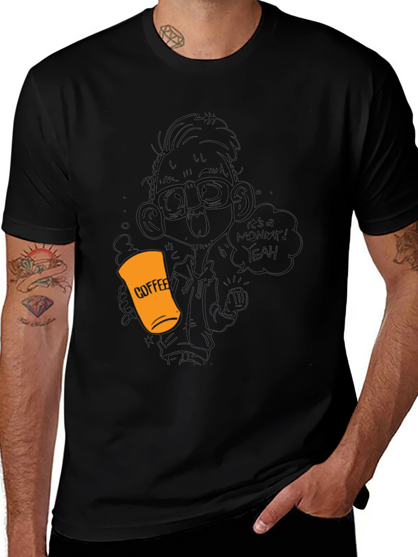 Coffee Monday T-Shirt - Black Crew Neck