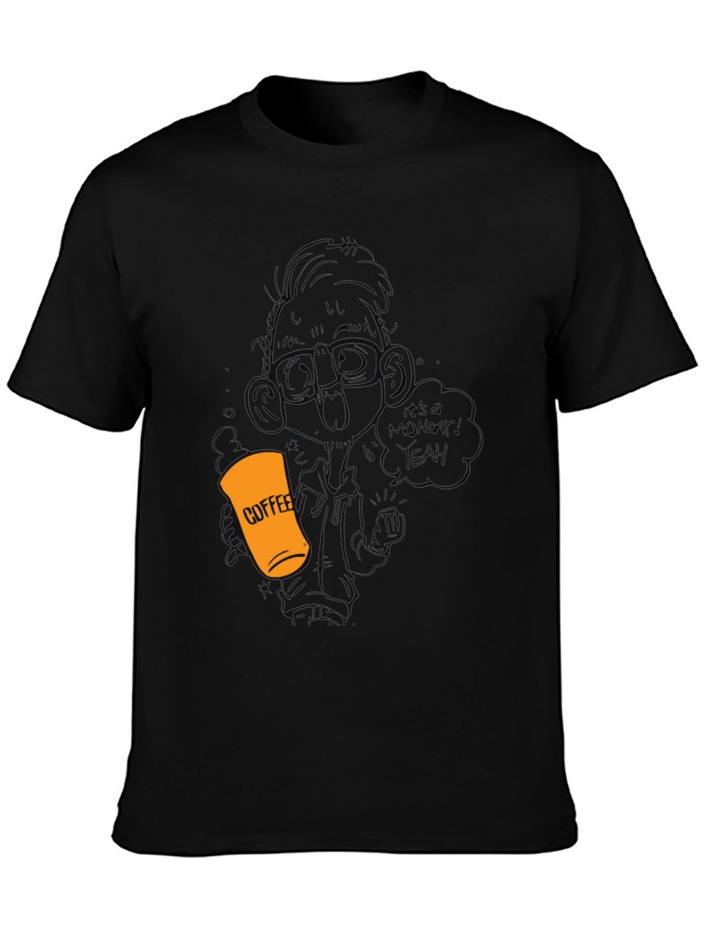 Coffee Monday T-Shirt - Black Crew Neck