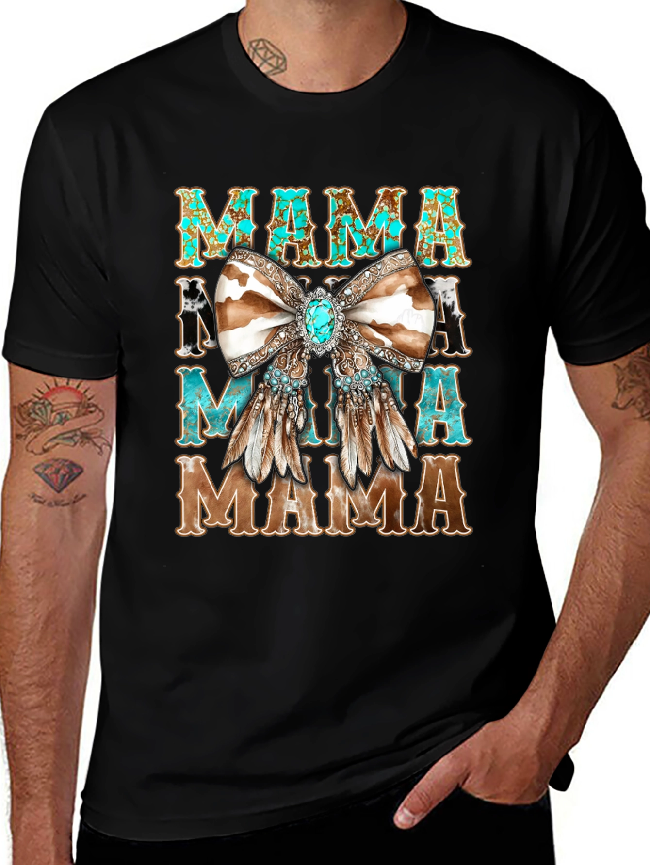 Western Mama Turquoise Bow T-Shirt