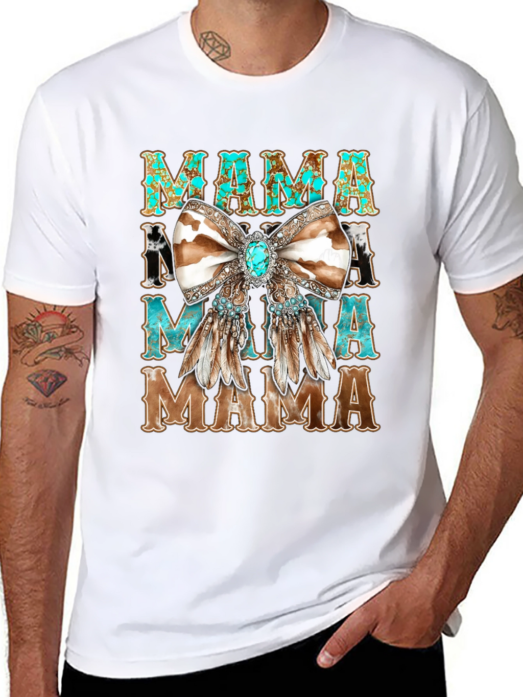 Western Mama Turquoise Bow T-Shirt