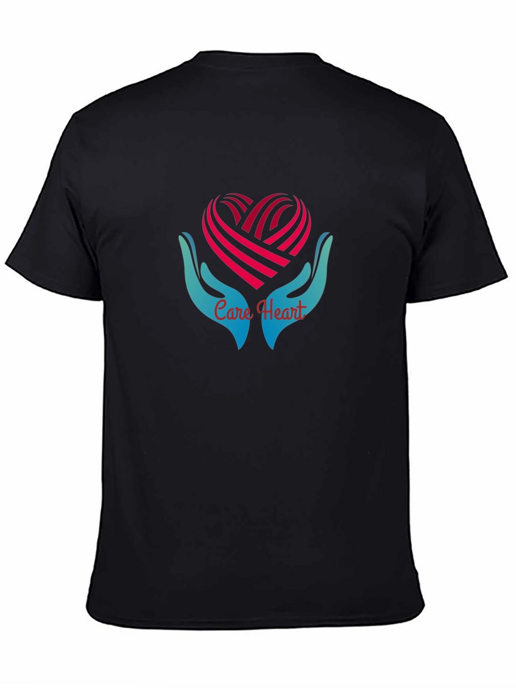 Care Heart Graphic Tee - Soft Black Cotton Shirt