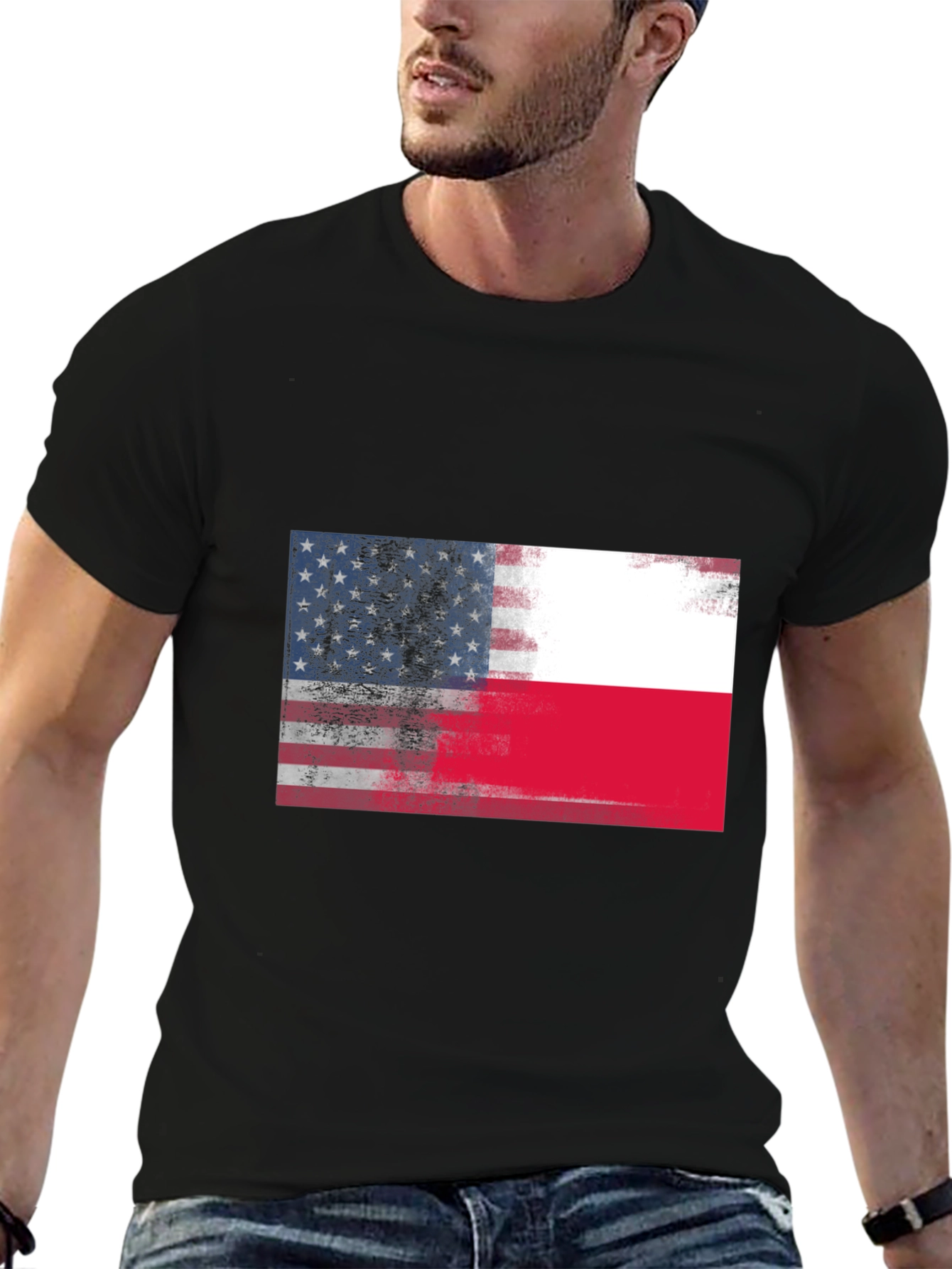 USA & Poland Flags Graphic T-Shirt