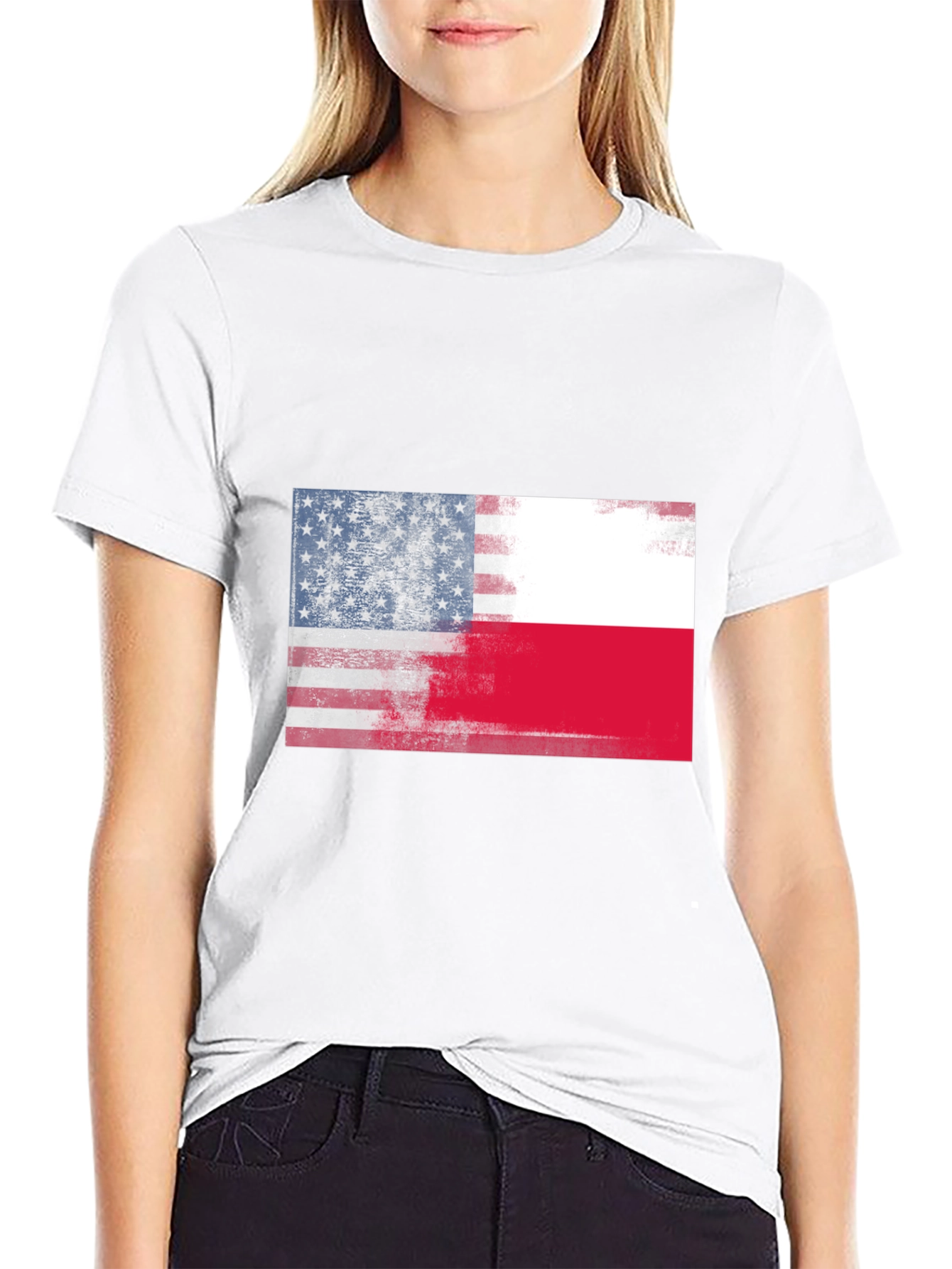 USA & Poland Flags Graphic T-Shirt