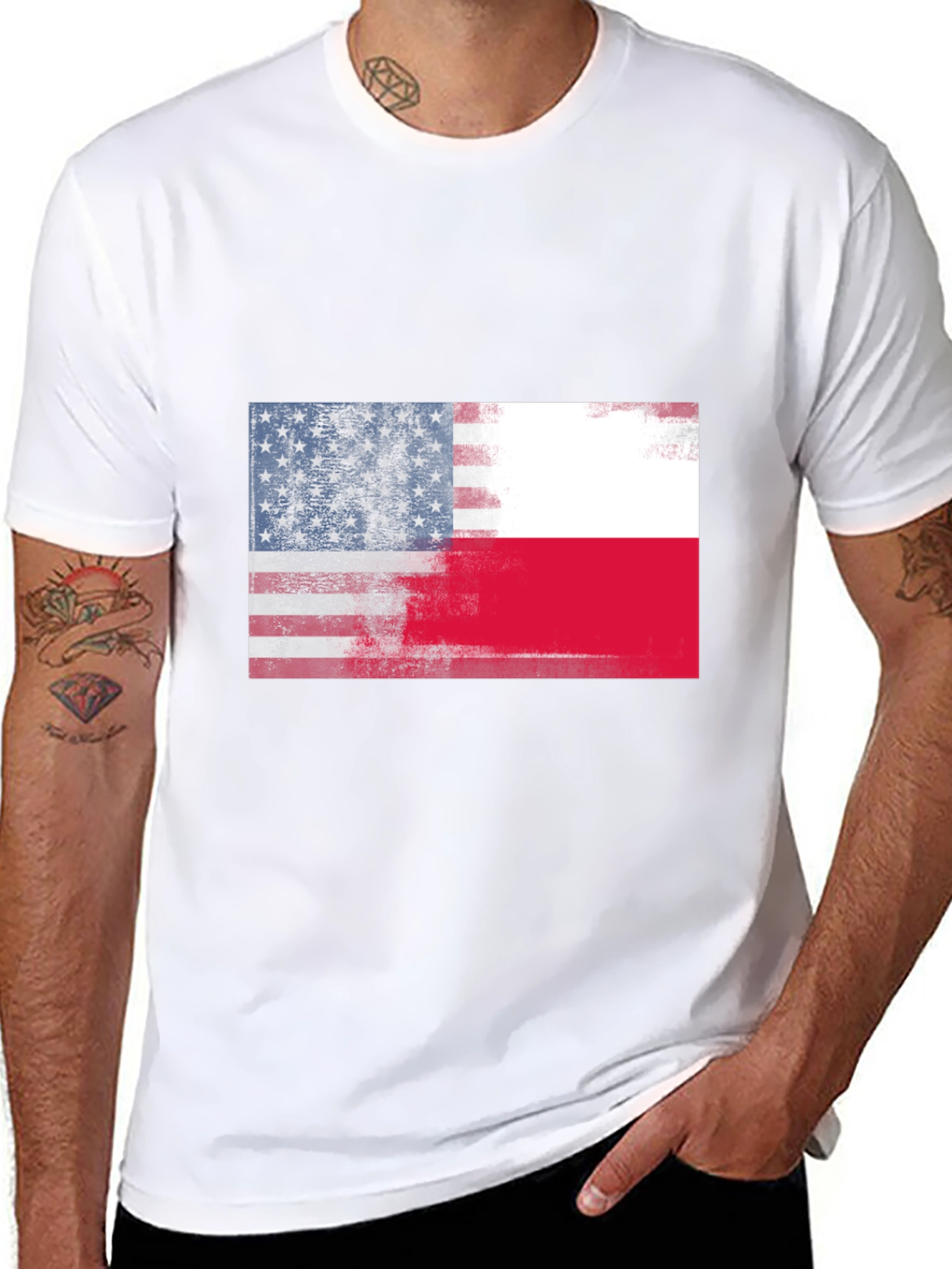 USA & Poland Flags Graphic T-Shirt