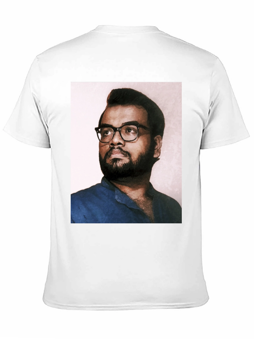 Black T-Shirt with Portrait Print