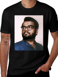 Black T-Shirt with Portrait Print