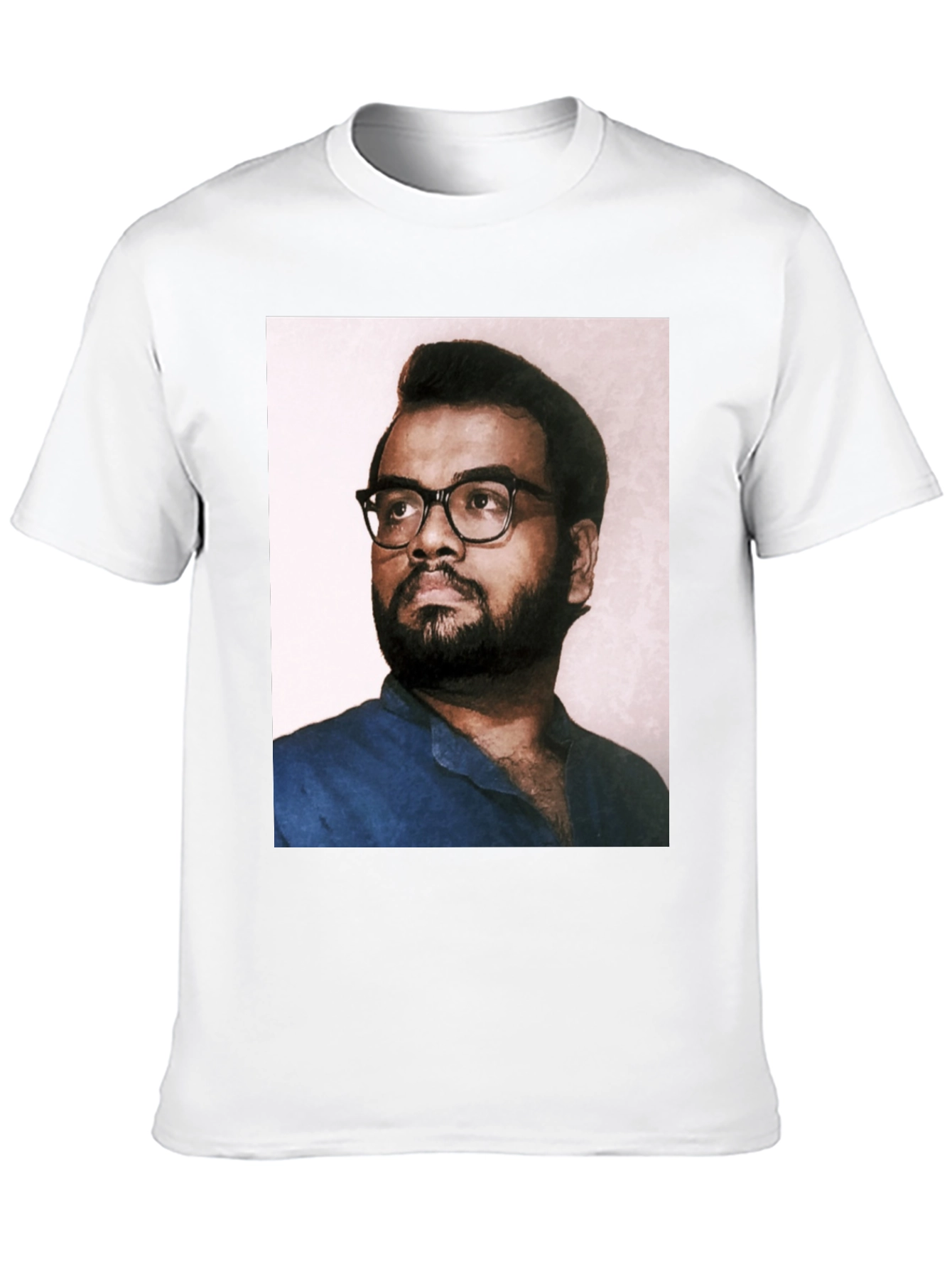 Black T-Shirt with Portrait Print