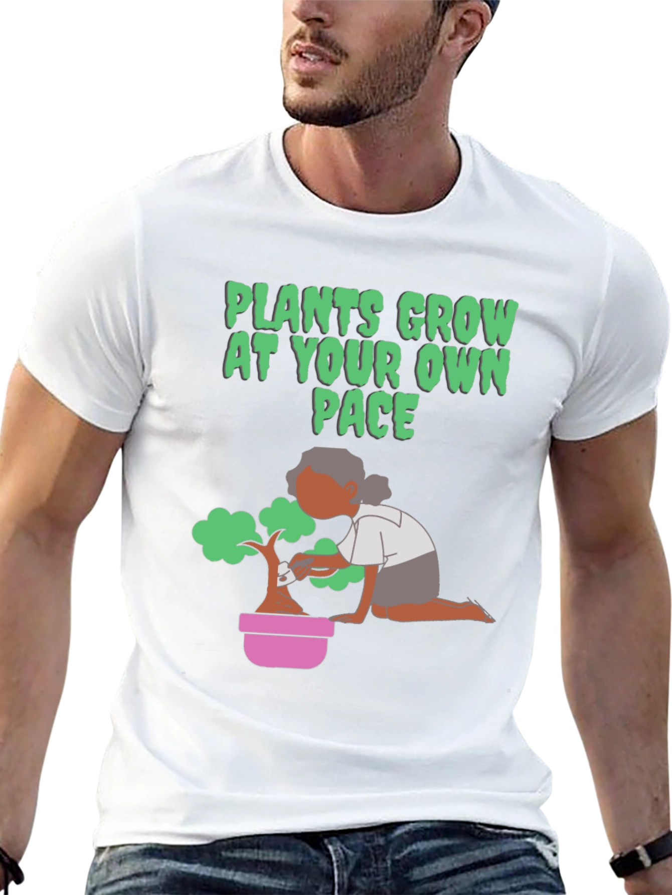 Plants Grow At Your Own Pace Black T-Shirt