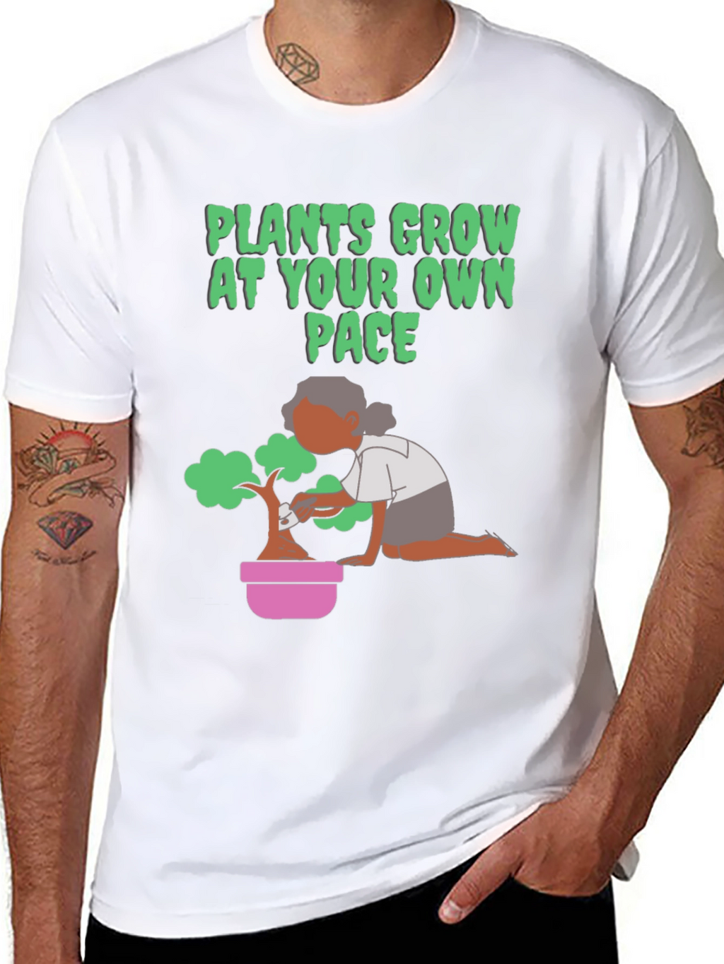 Plants Grow At Your Own Pace Black T-Shirt