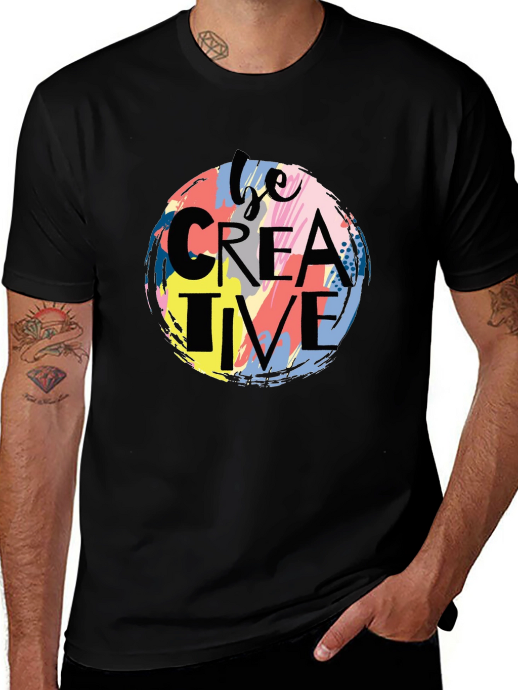 Be Creative Graphic Print Black T-Shirt