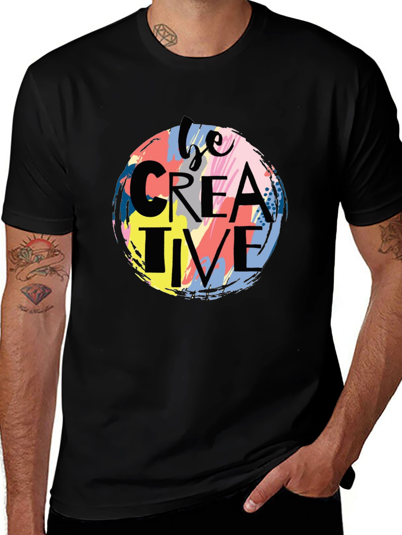 Be Creative Graphic Print Black T-Shirt