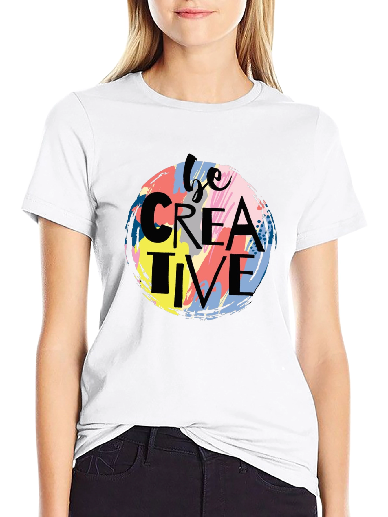 Be Creative Graphic Print Black T-Shirt