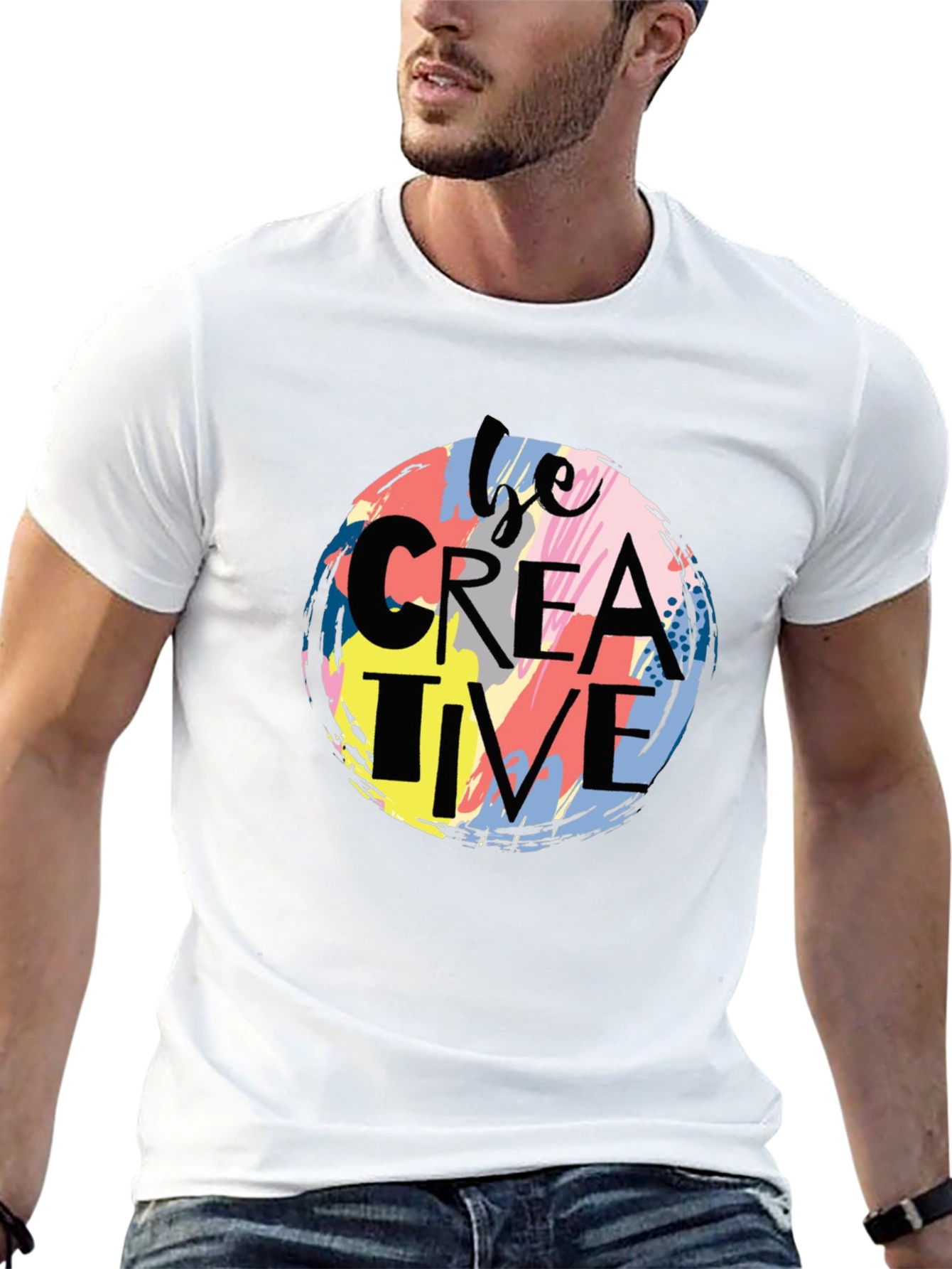Be Creative Graphic Print Black T-Shirt