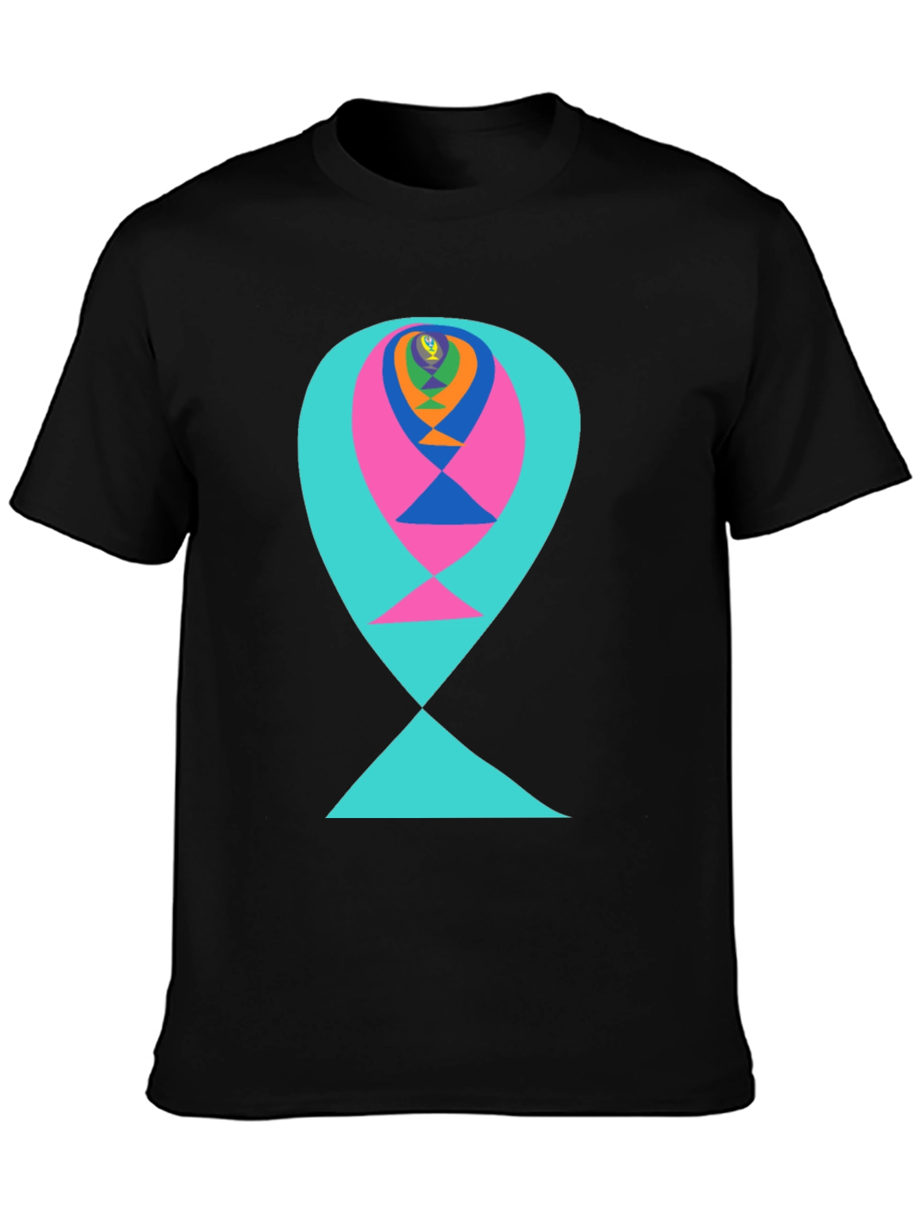 Abstract Graphic Tee - Colorful Fish Design