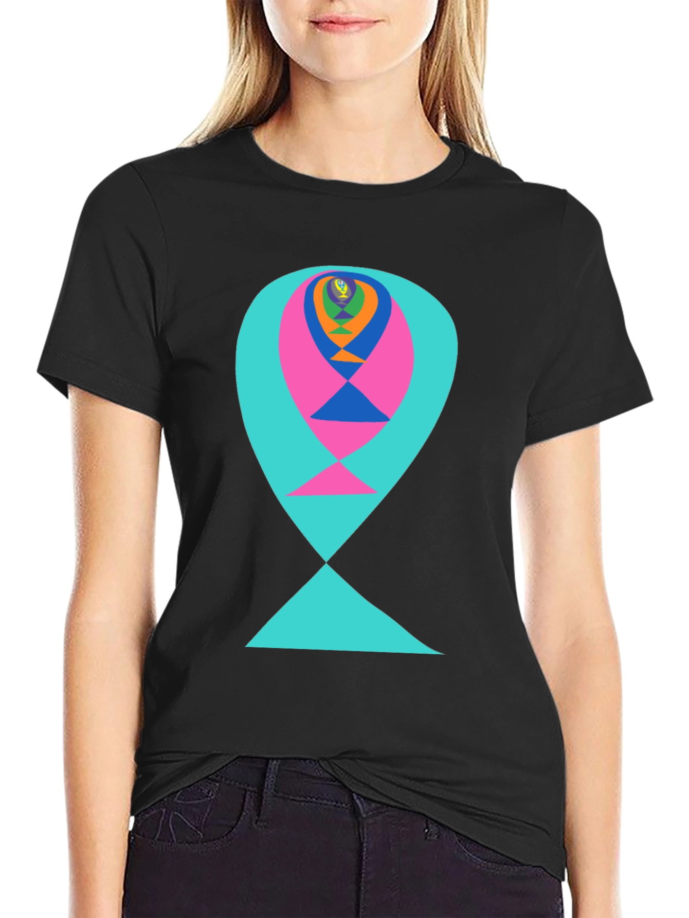 Abstract Graphic Tee - Colorful Fish Design