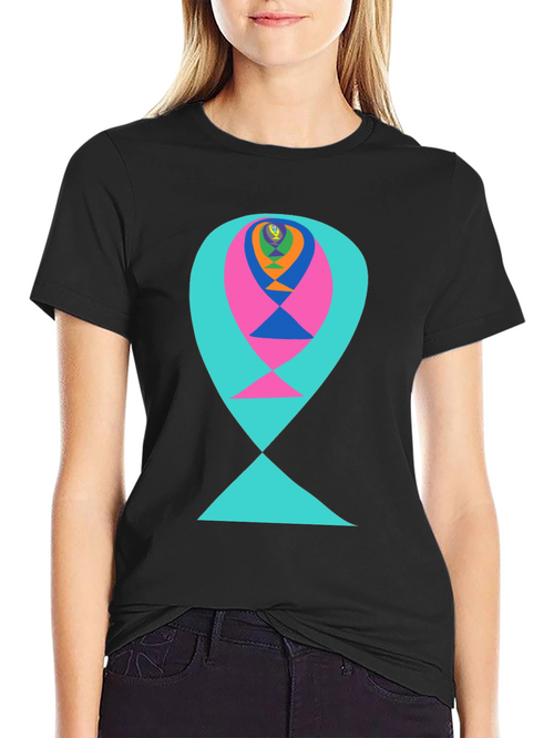 Abstract Graphic Tee - Colorful Fish Design
