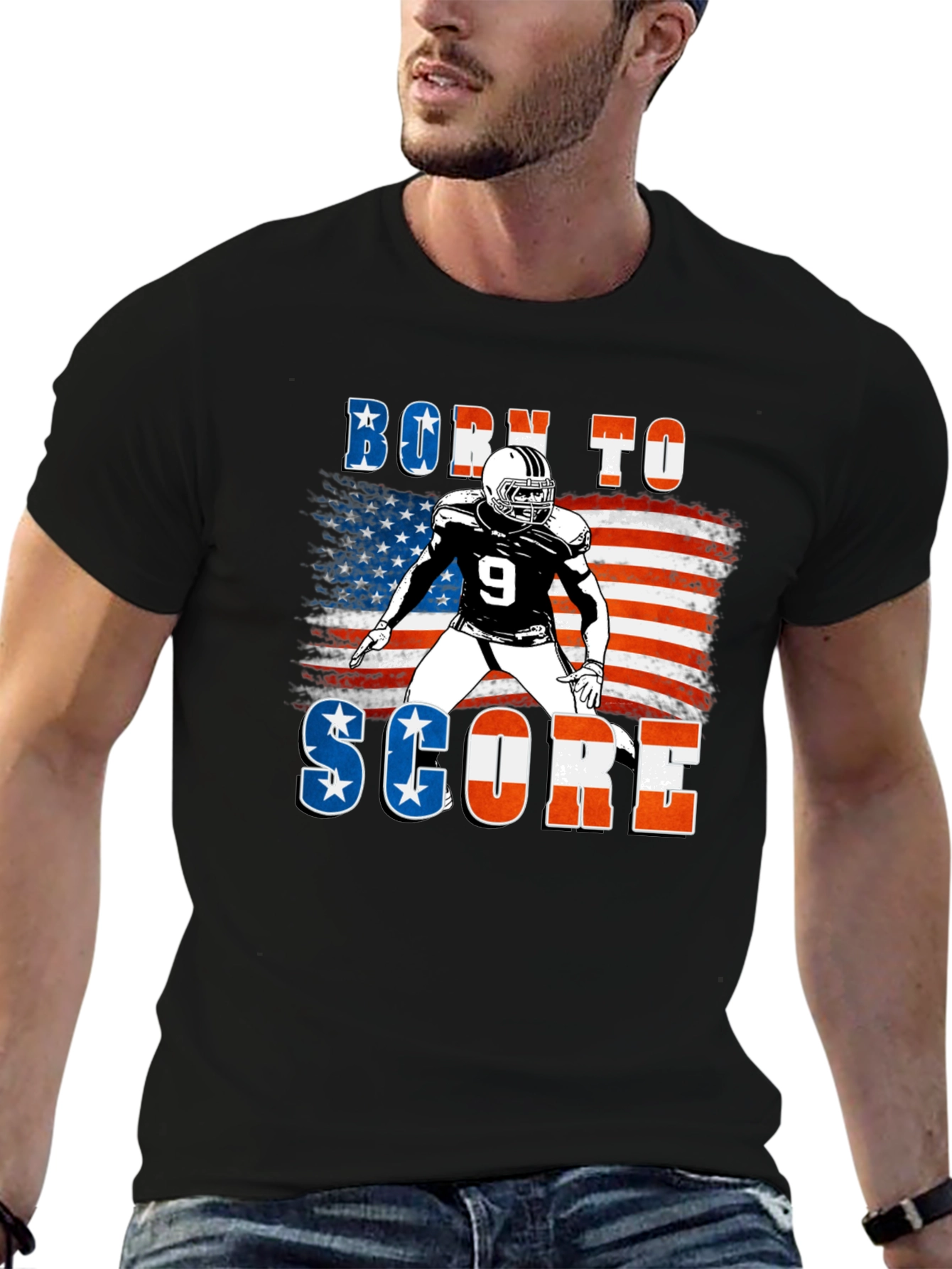 Born To Score Football USA Flag T-Shirt