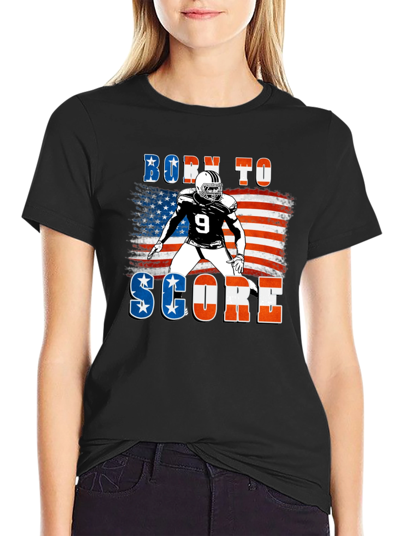 Born To Score Football USA Flag T-Shirt