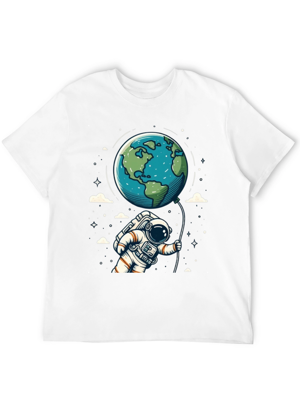 Astronaut Earth Balloon Black T-Shirt