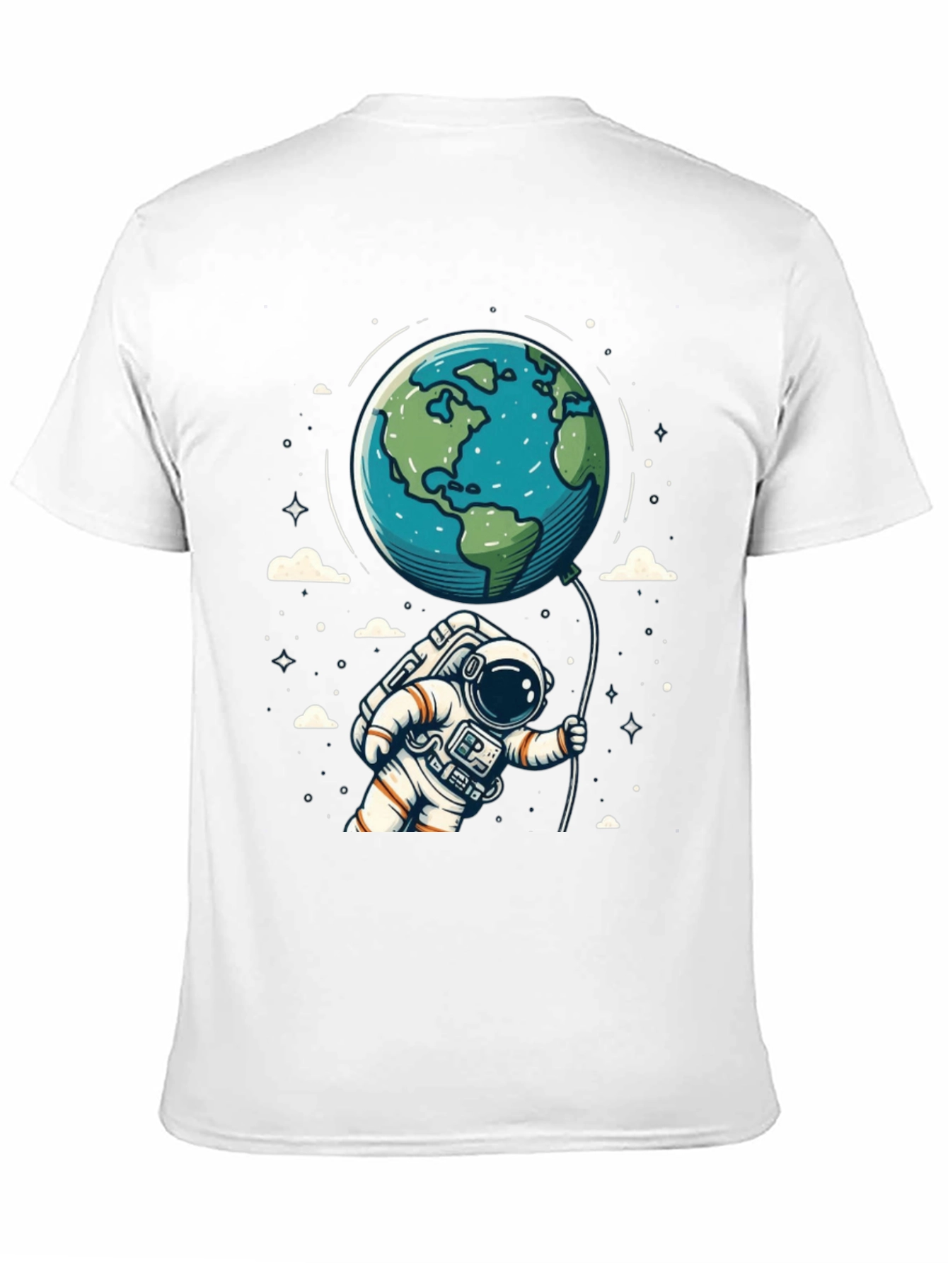 Astronaut Earth Balloon Black T-Shirt