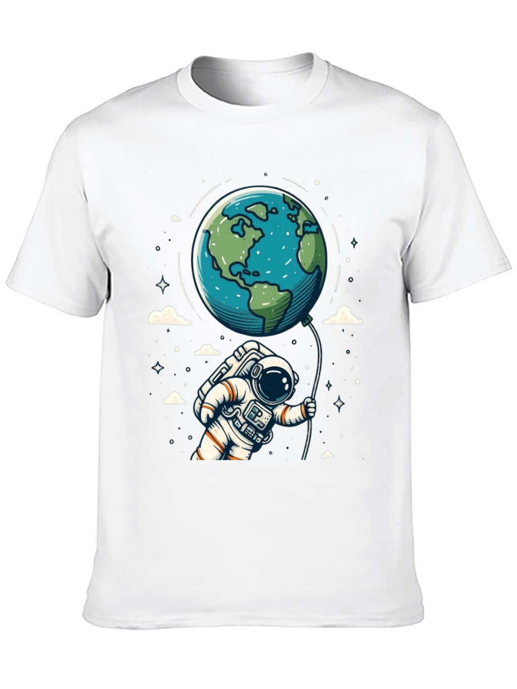 Astronaut Earth Balloon Black T-Shirt