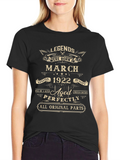 Legends Born in March 1922 Aged Perfectly T-Shirt