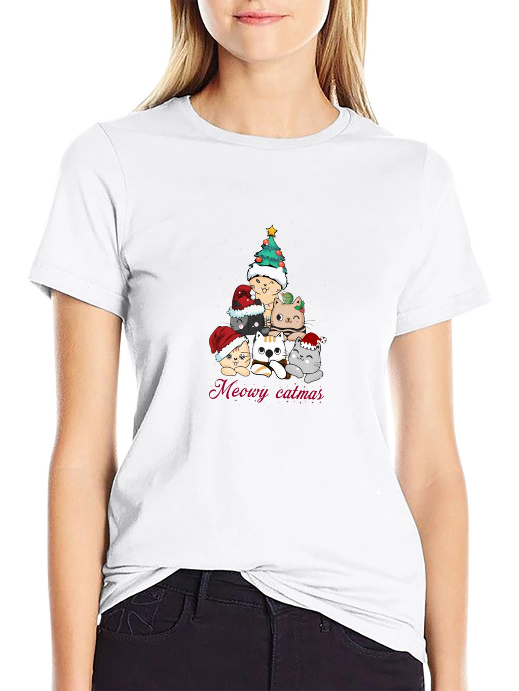 Meowy Catmas T-Shirt - Christmas Cat Tree Tee
