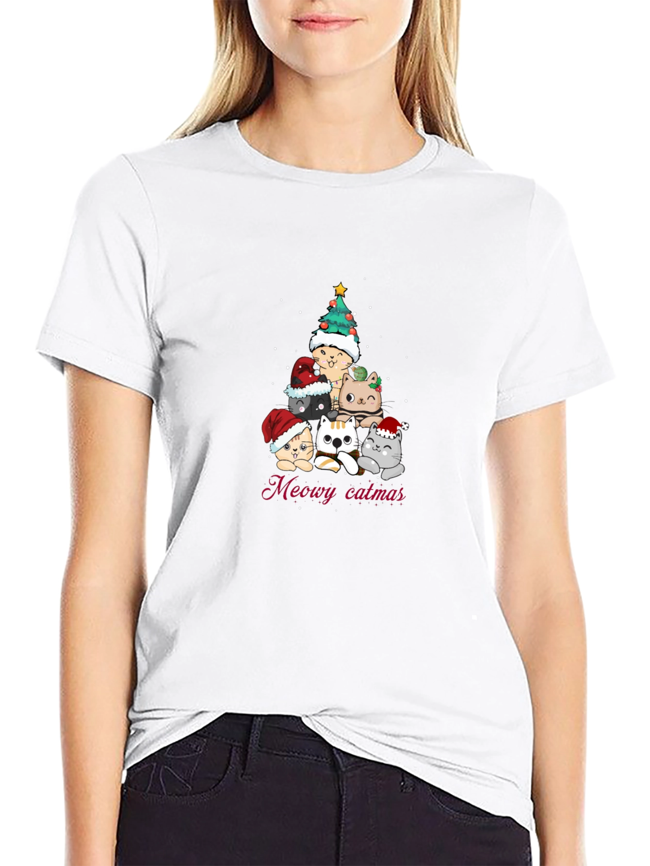 Meowy Catmas T-Shirt - Christmas Cat Tree Tee