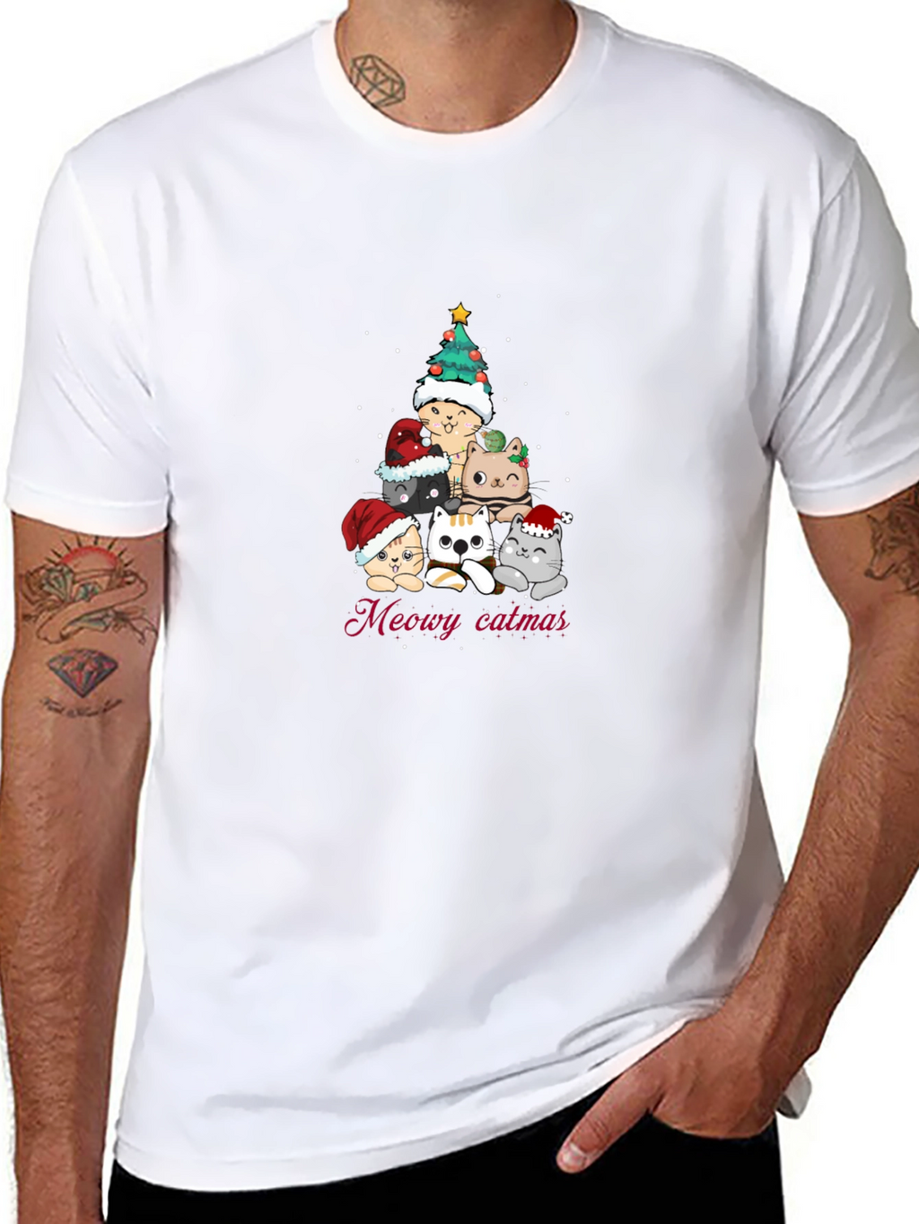 Meowy Catmas T-Shirt - Christmas Cat Tree Tee