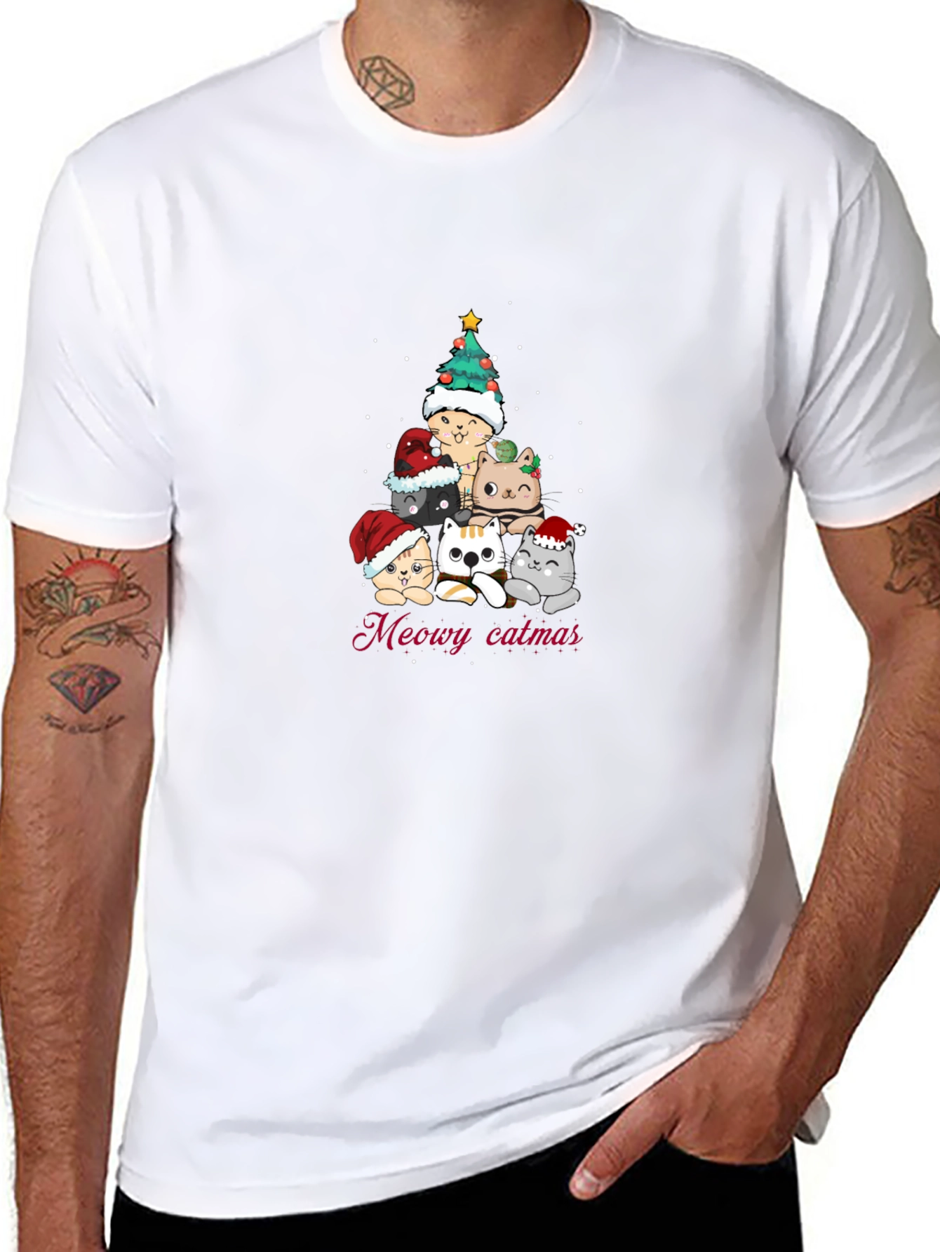 Meowy Catmas T-Shirt - Christmas Cat Tree Tee