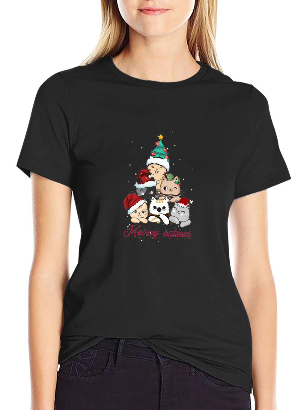 Meowy Catmas T-Shirt - Christmas Cat Tree Tee
