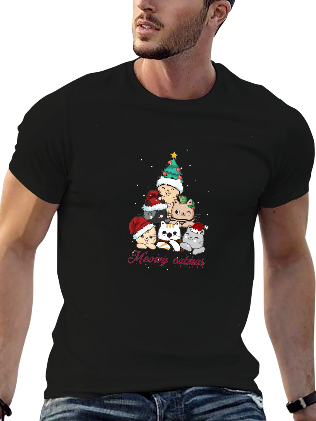 Meowy Catmas T-Shirt - Christmas Cat Tree Tee