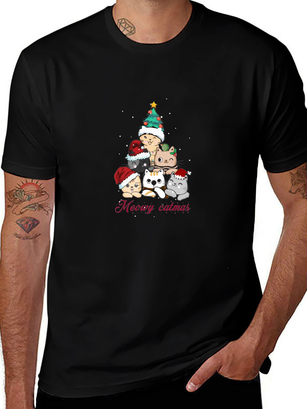 Meowy Catmas T-Shirt - Christmas Cat Tree Tee