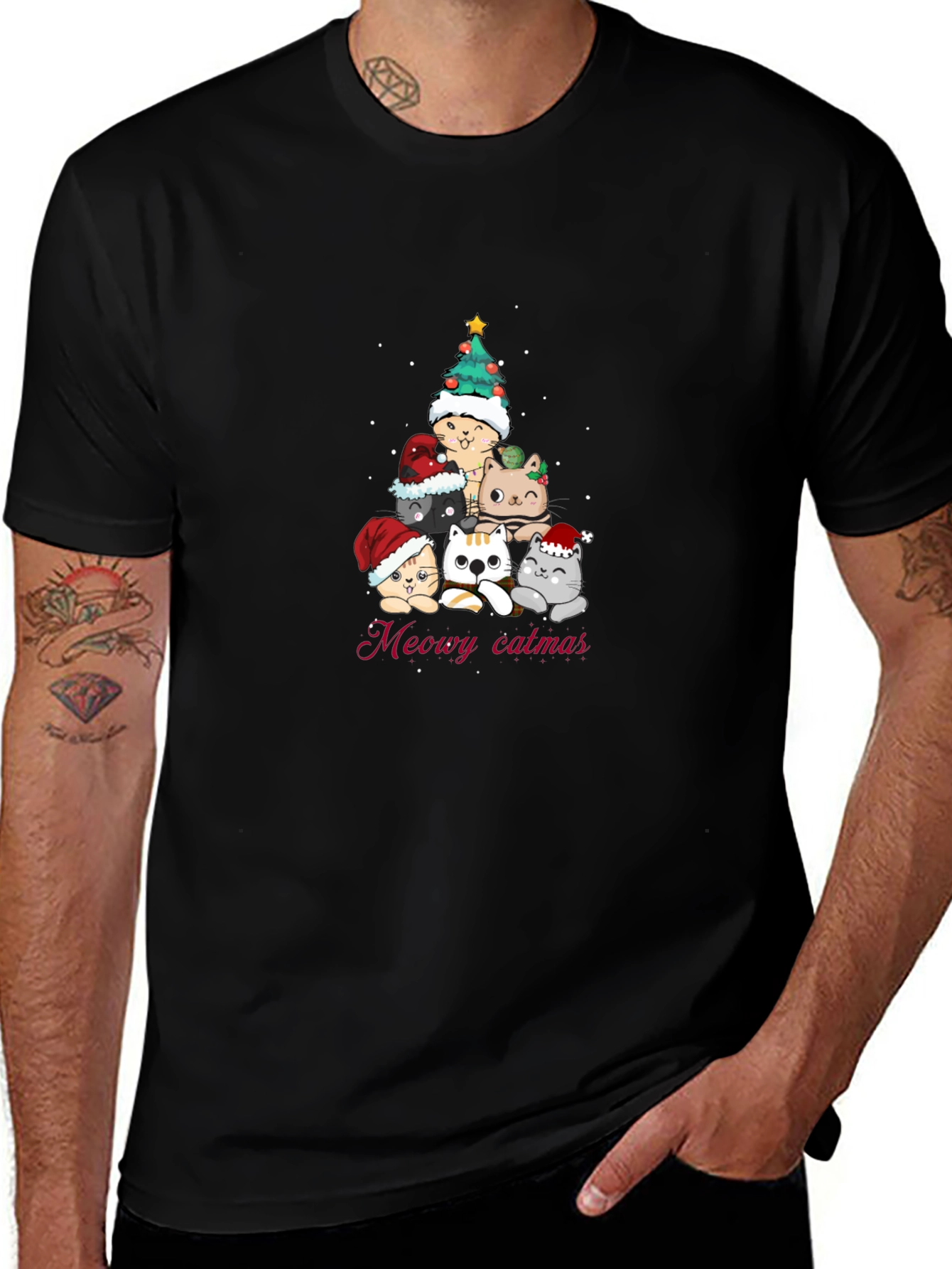 Meowy Catmas T-Shirt - Christmas Cat Tree Tee