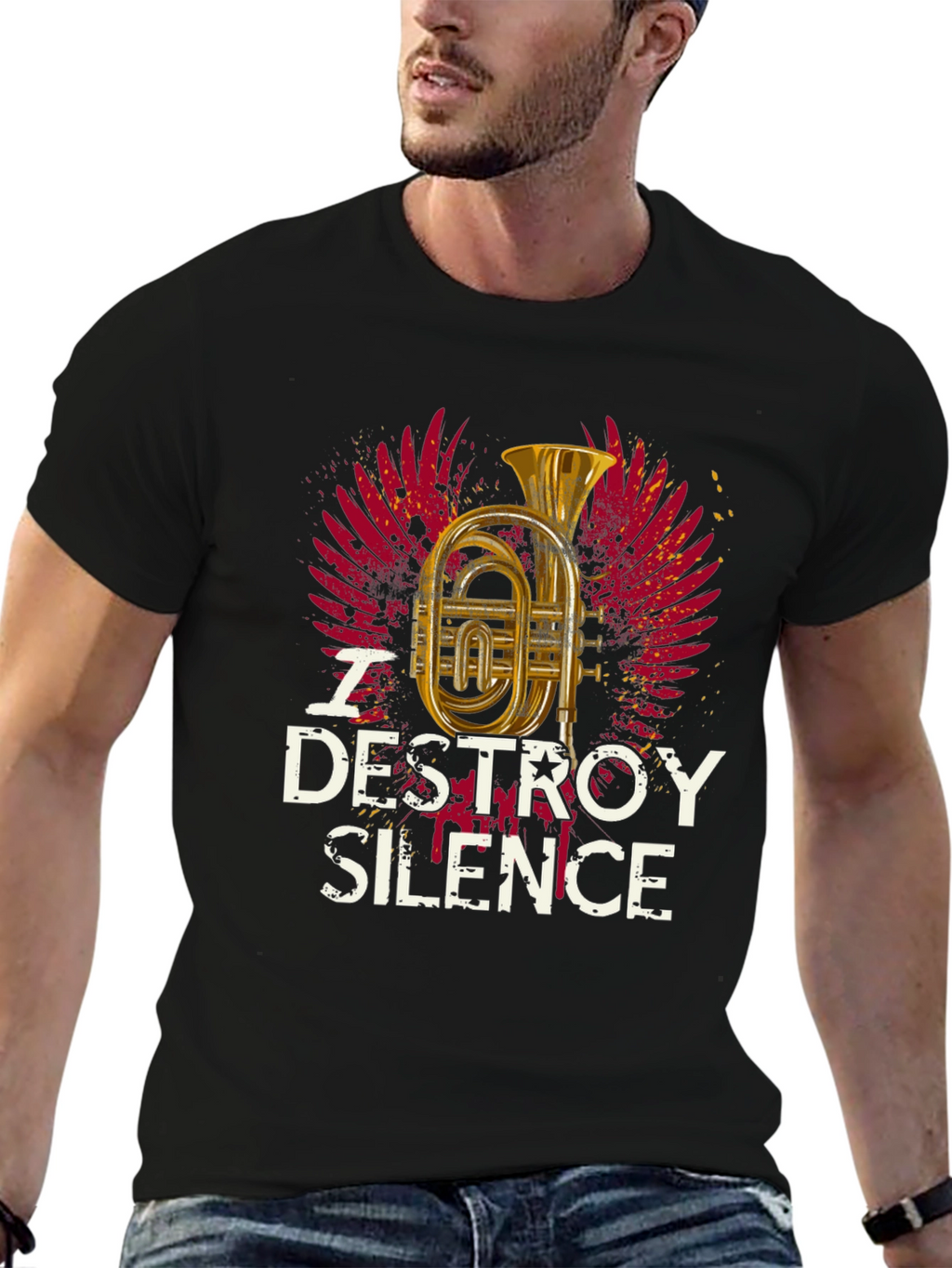 Destroy Silence T-Shirt: Brass Instrument Graphic Tee