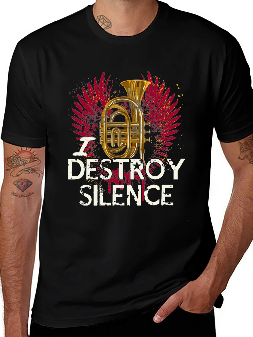 Destroy Silence T-Shirt: Brass Instrument Graphic Tee