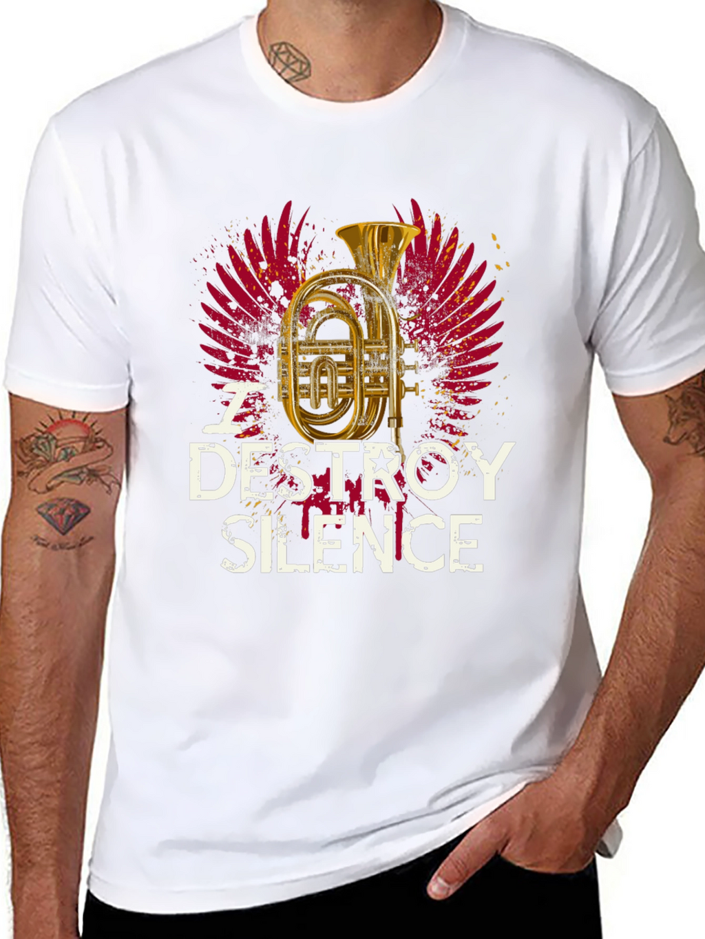 Destroy Silence T-Shirt: Brass Instrument Graphic Tee