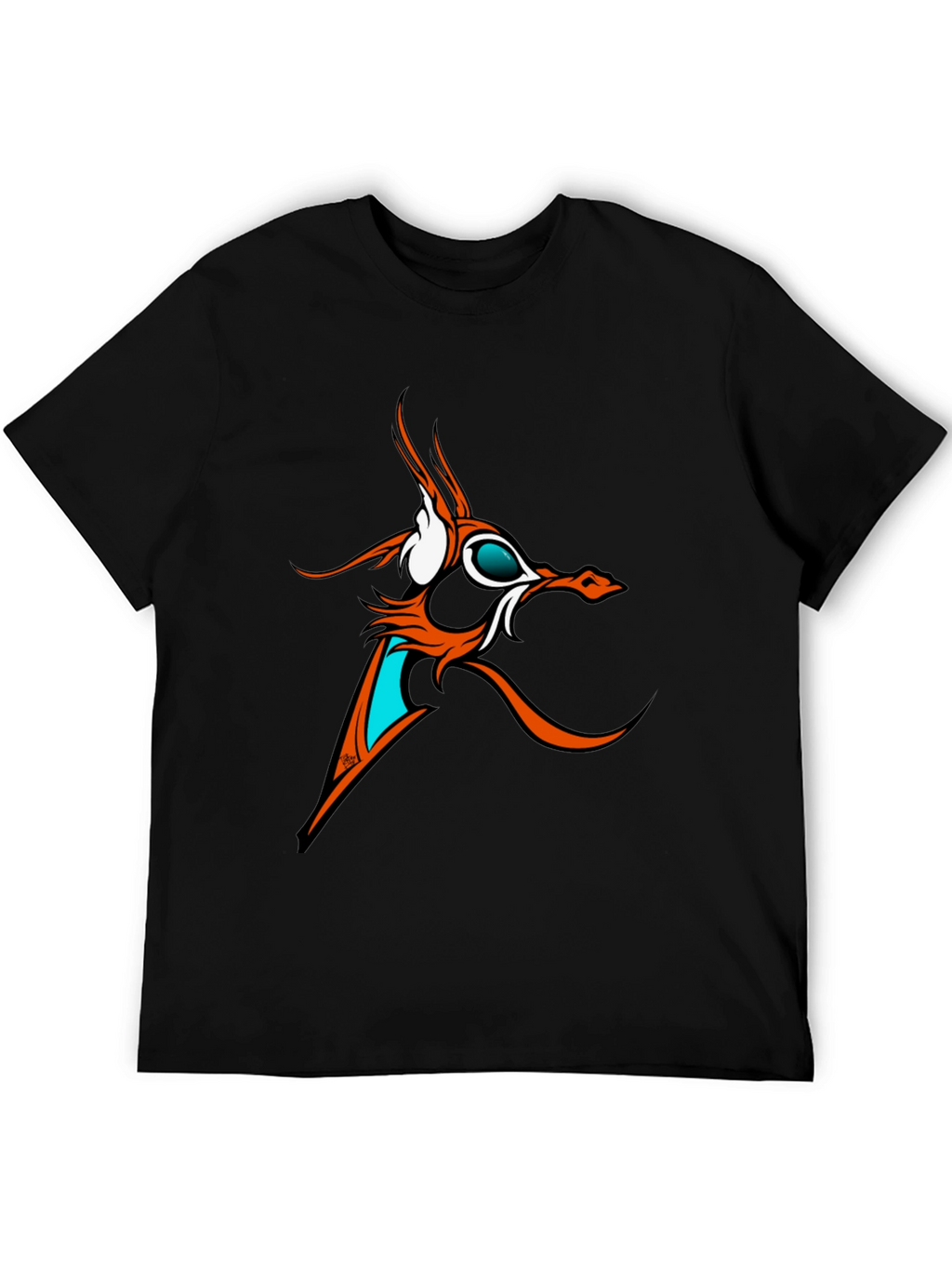Abstract Dragon Graphic Tee - Black