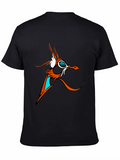 Abstract Dragon Graphic Tee - Black
