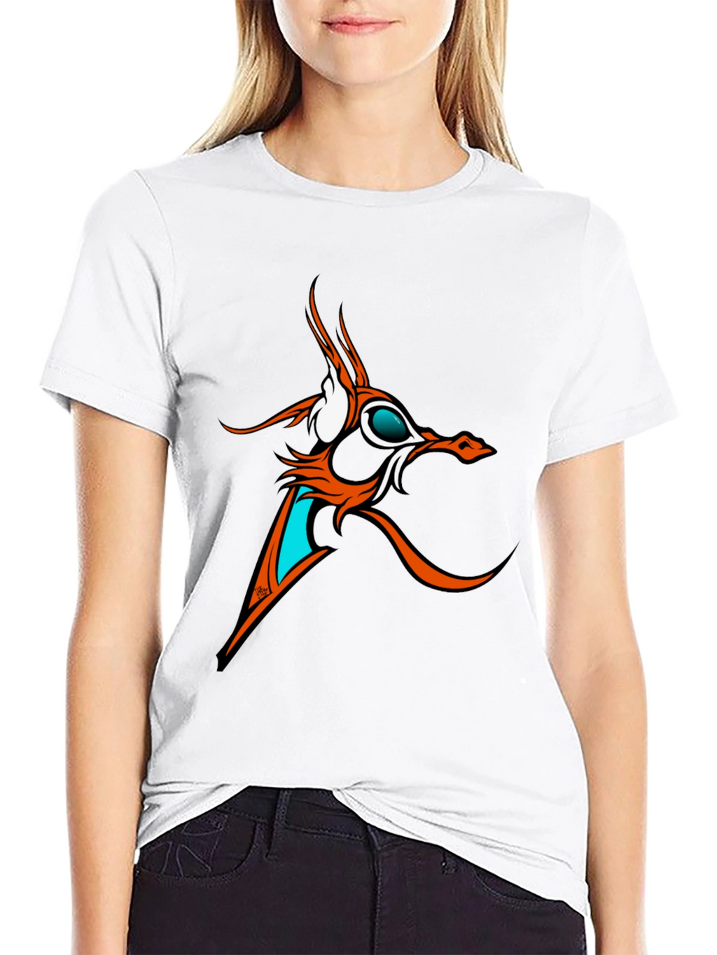 Abstract Dragon Graphic Tee - Black