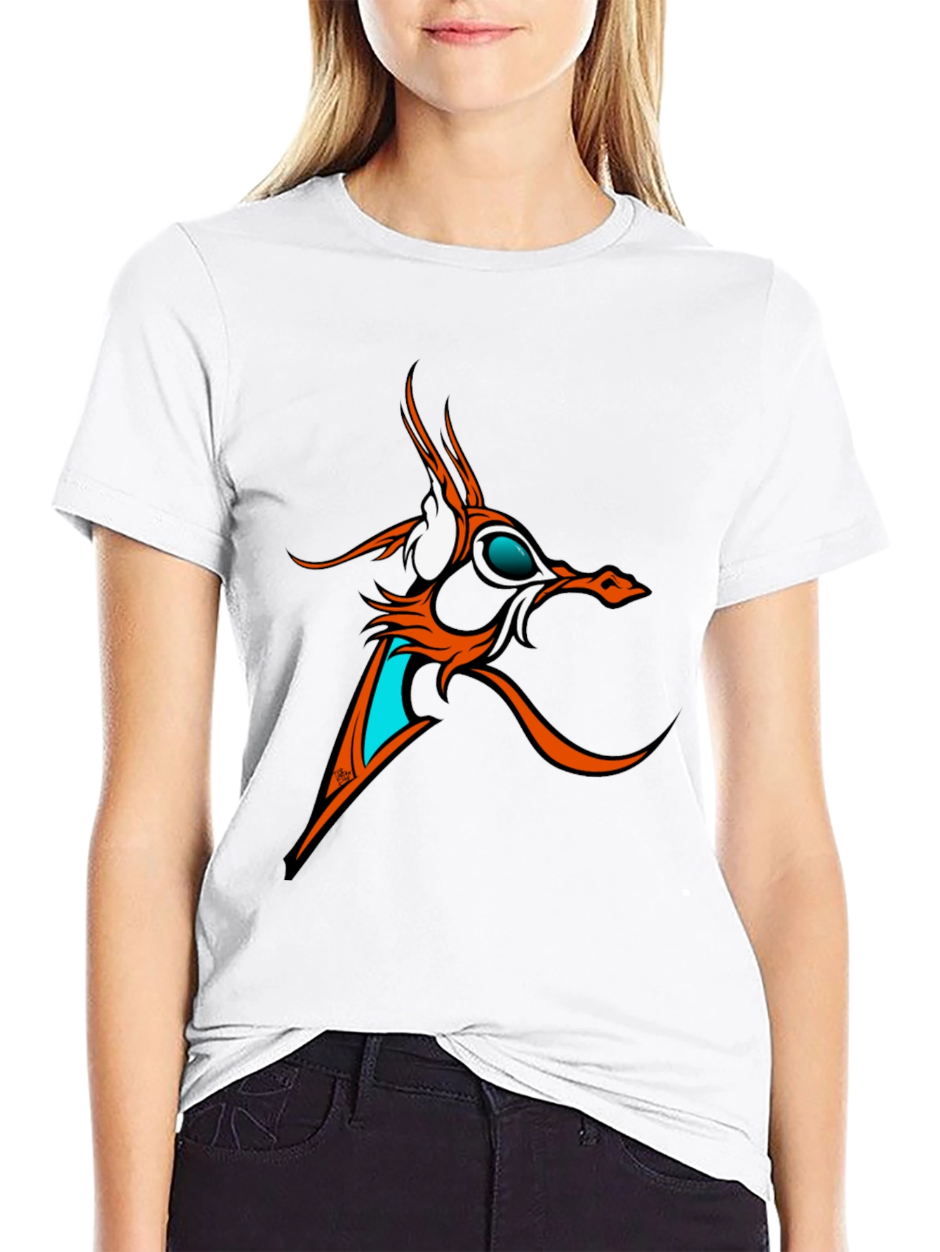 Abstract Dragon Graphic Tee - Black