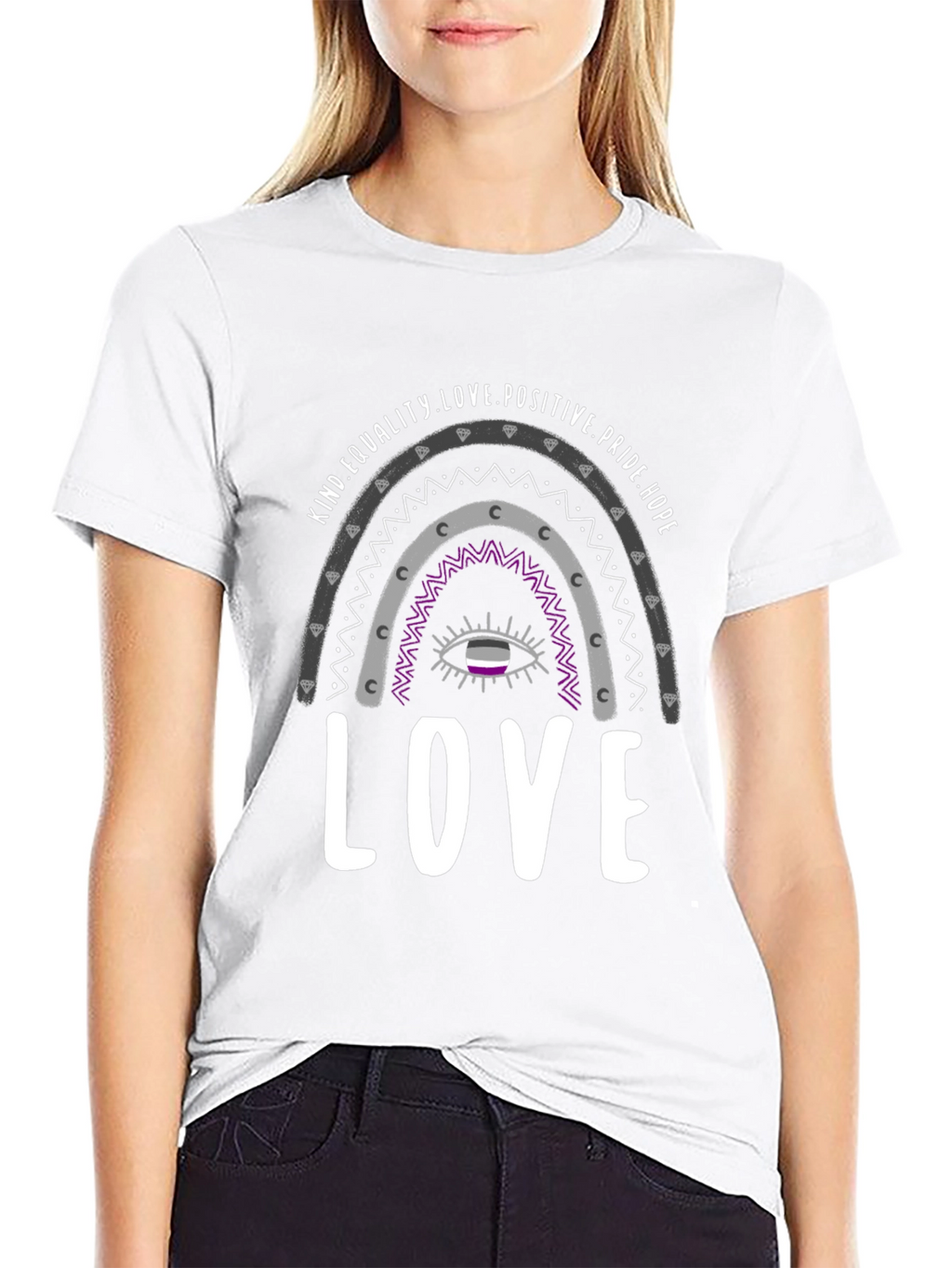 Asexual Pride Rainbow Love Graphic Tee