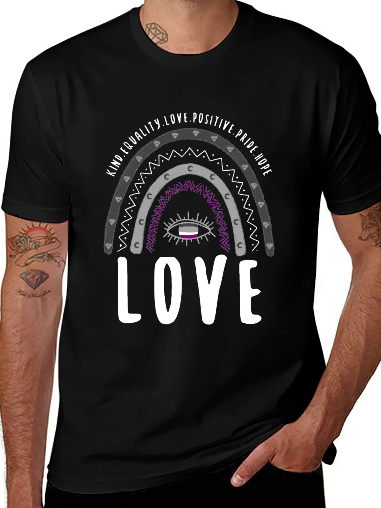 Asexual Pride Rainbow Love Graphic Tee