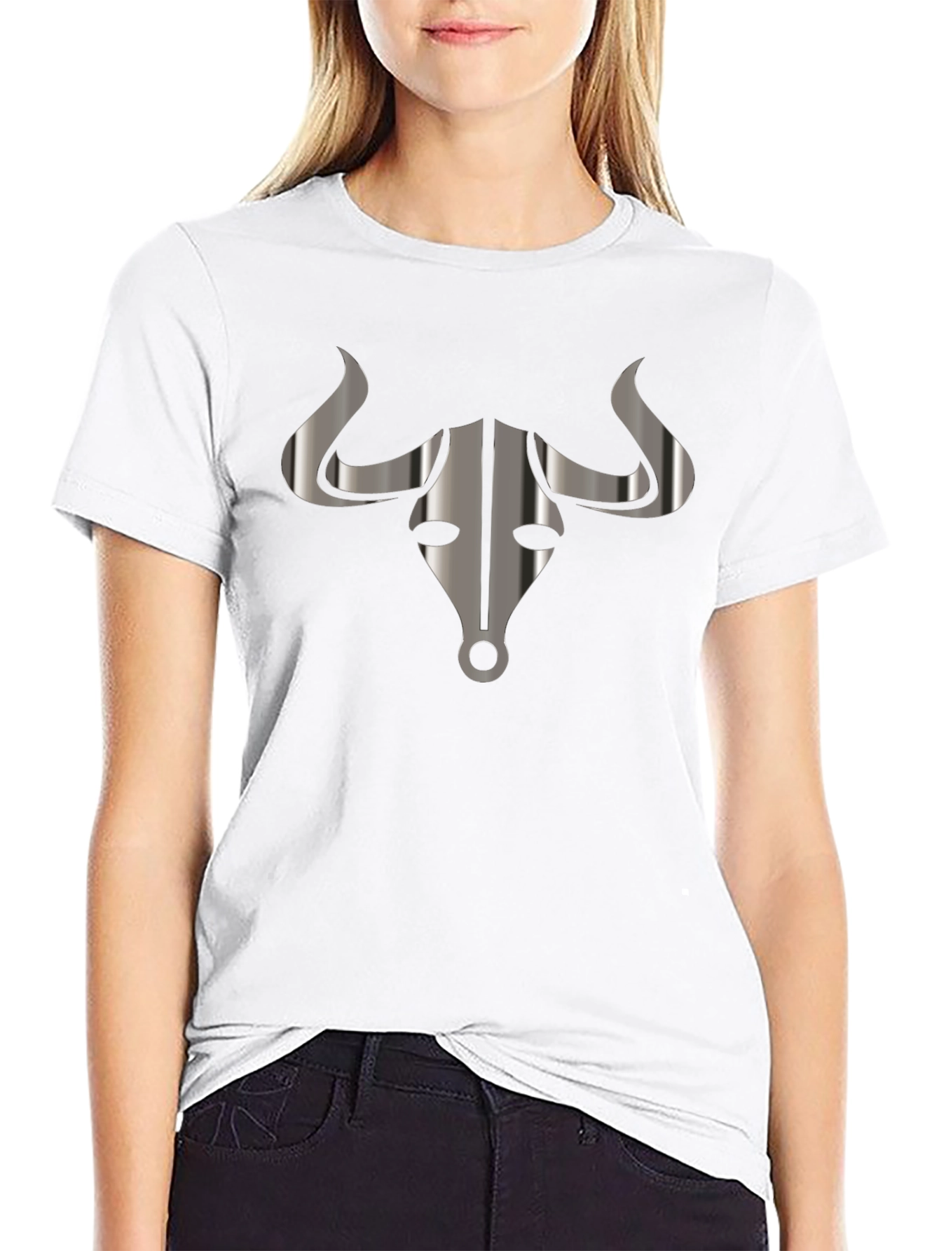 Bull T-Shirt - Silver Bull Head Graphic Tee