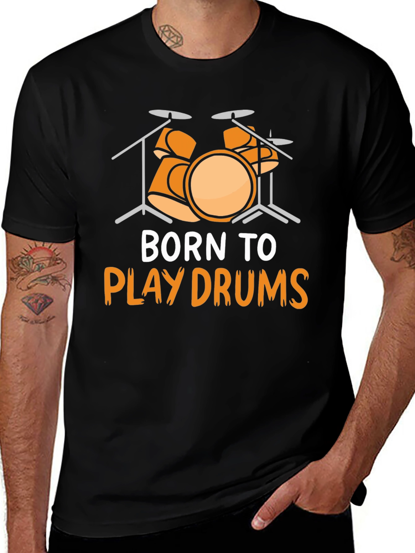 Born to Play Drums Graphic Tee - Music Lover T-Shirt