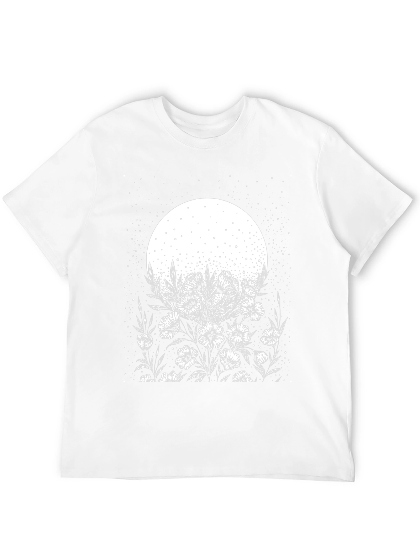 Moonlit Blooms Graphic Tee - Stylish Black Cotton T-Shirt