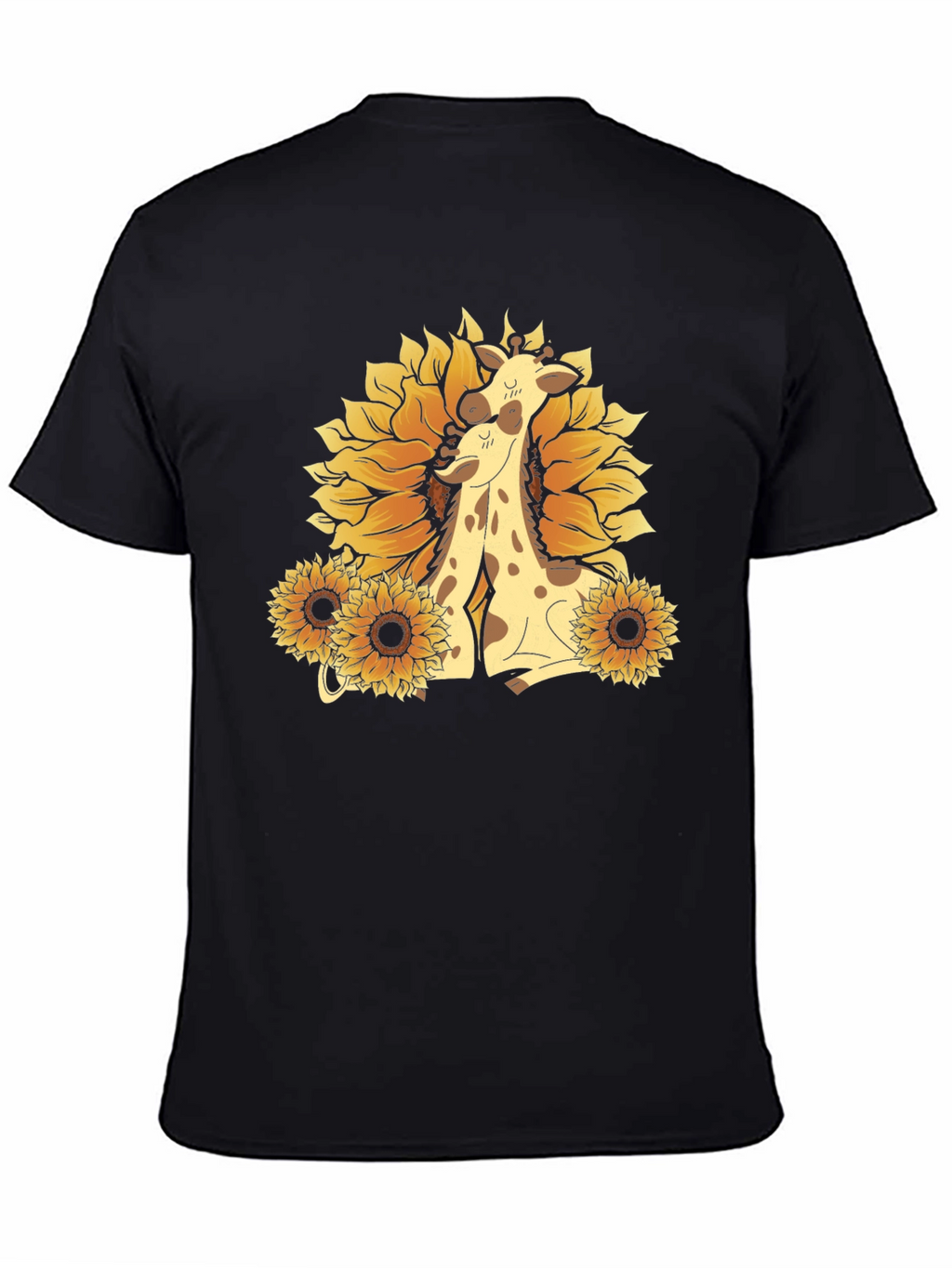 Giraffe & Sunflower Graphic Tee - Black